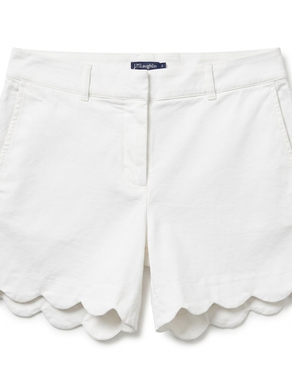 J. McLaughlin Scallop Hem Shorts Petal Pockets Stretch White 2 - Picture 2 of 10